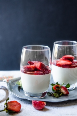 Strawberry and keffir lime panna cotta from Burp! Appetit.